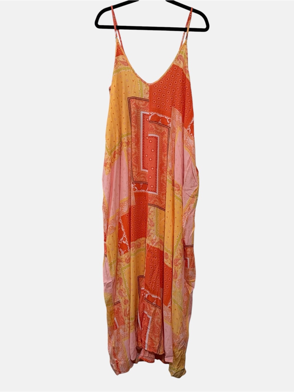 Style Rack Coral, Orange, Pink & Yellow Patchwork Maxi Slip Dress - Picture 9 of 9